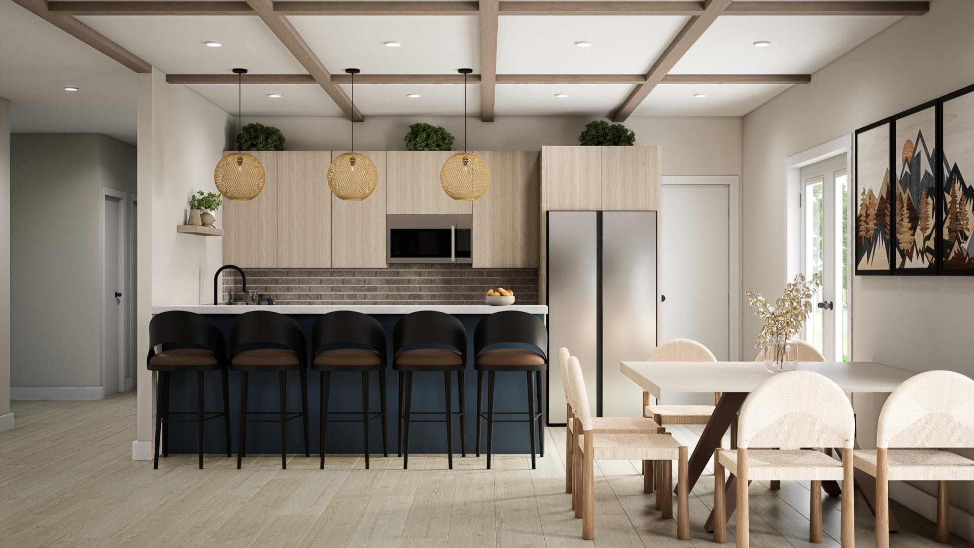 Modern kitchen with bar seating